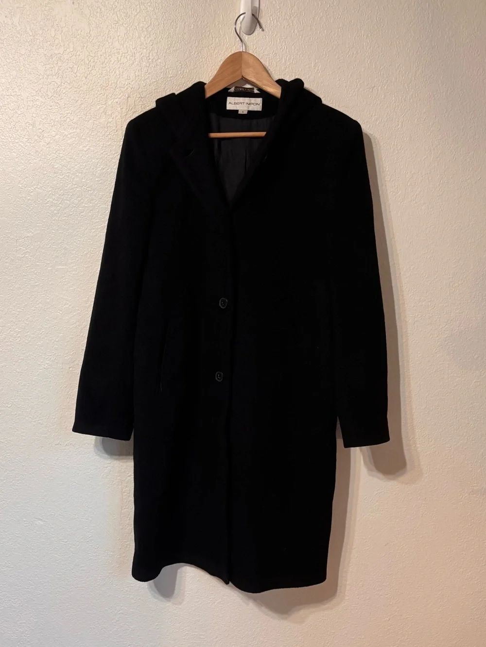 Vintage Albert Nipon Wool Cashmere Blend Hooded Coat Size 6